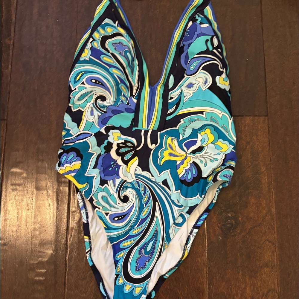 Trina Turk vibrant colors Paisley One-Piece Swimsuit